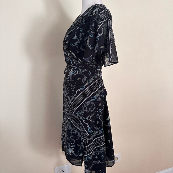 ALLSAINTS Kaiya Assam Print Asymmetrical Wrap Dress - Picture 7 of 12